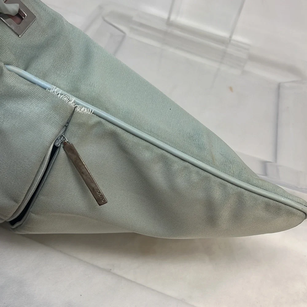 Gucci Ballistic Nylon & Leather Seafoam Drawstring Shoulder Bag